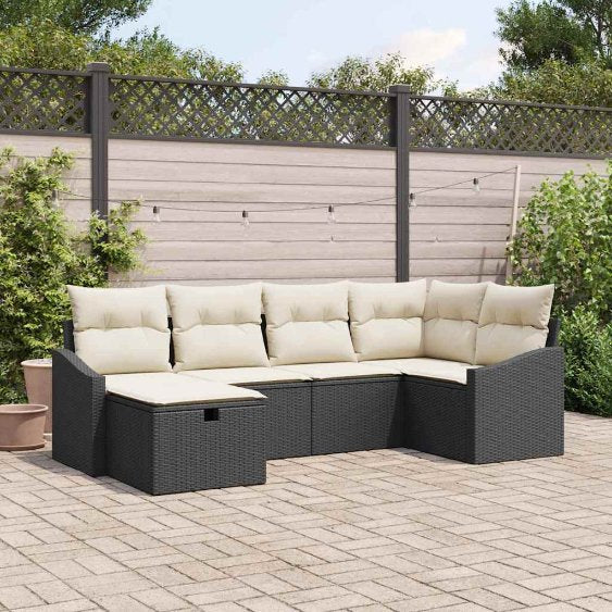 vidaXL Garten-Sofa-Set 6 pcs Schwarz 55 x 62 x 69 cm Poly Rattan