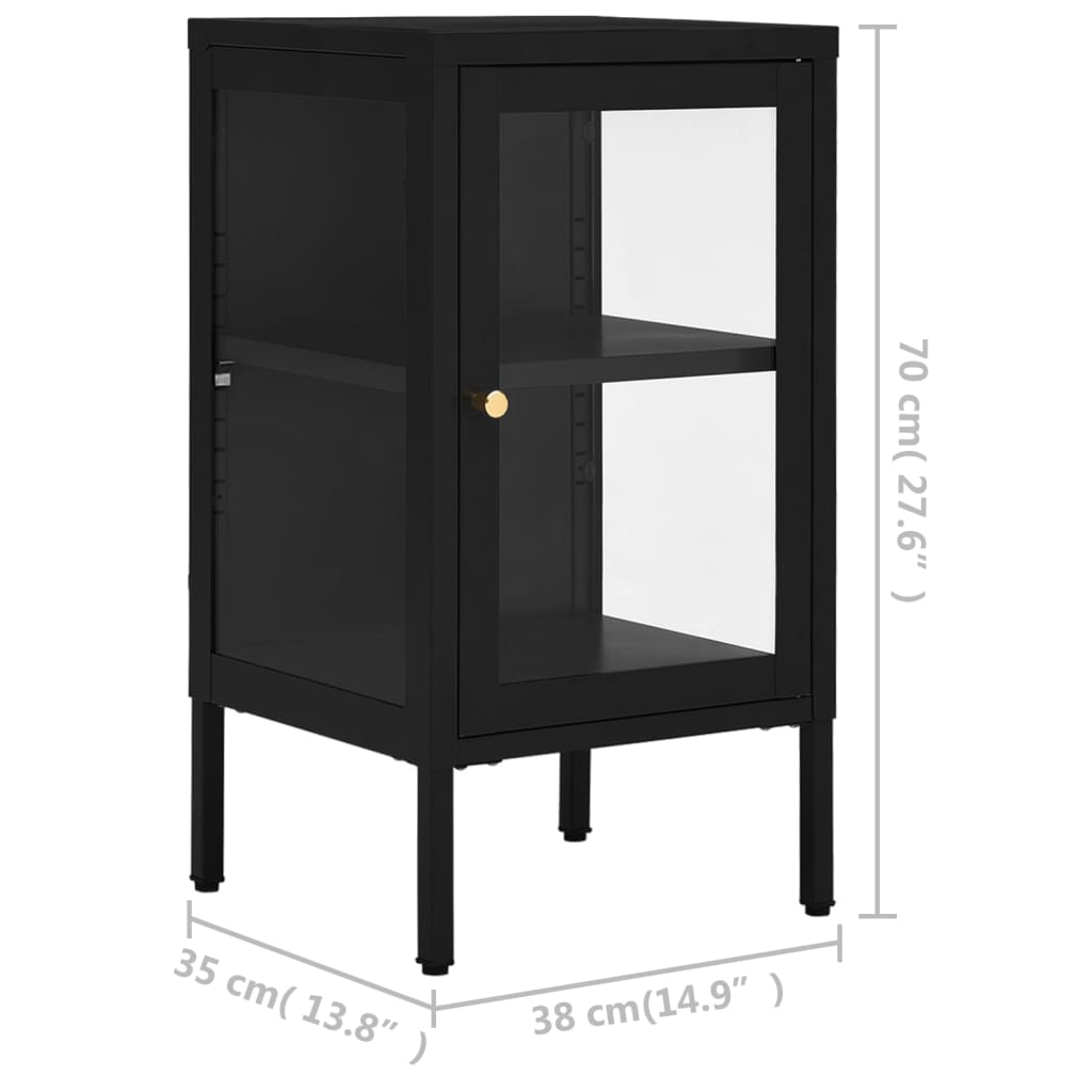 vidaXL Sideboard Schwarz 38x35x70 cm Stahl und Glas