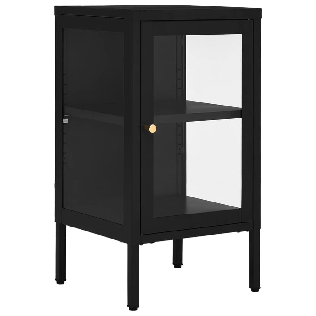 vidaXL Sideboard Schwarz 38x35x70 cm Stahl und Glas