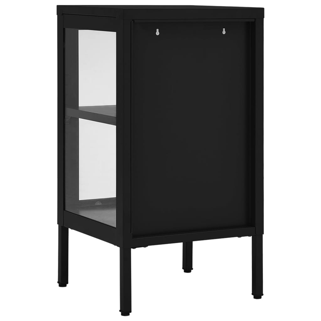 vidaXL Sideboard Schwarz 38x35x70 cm Stahl und Glas