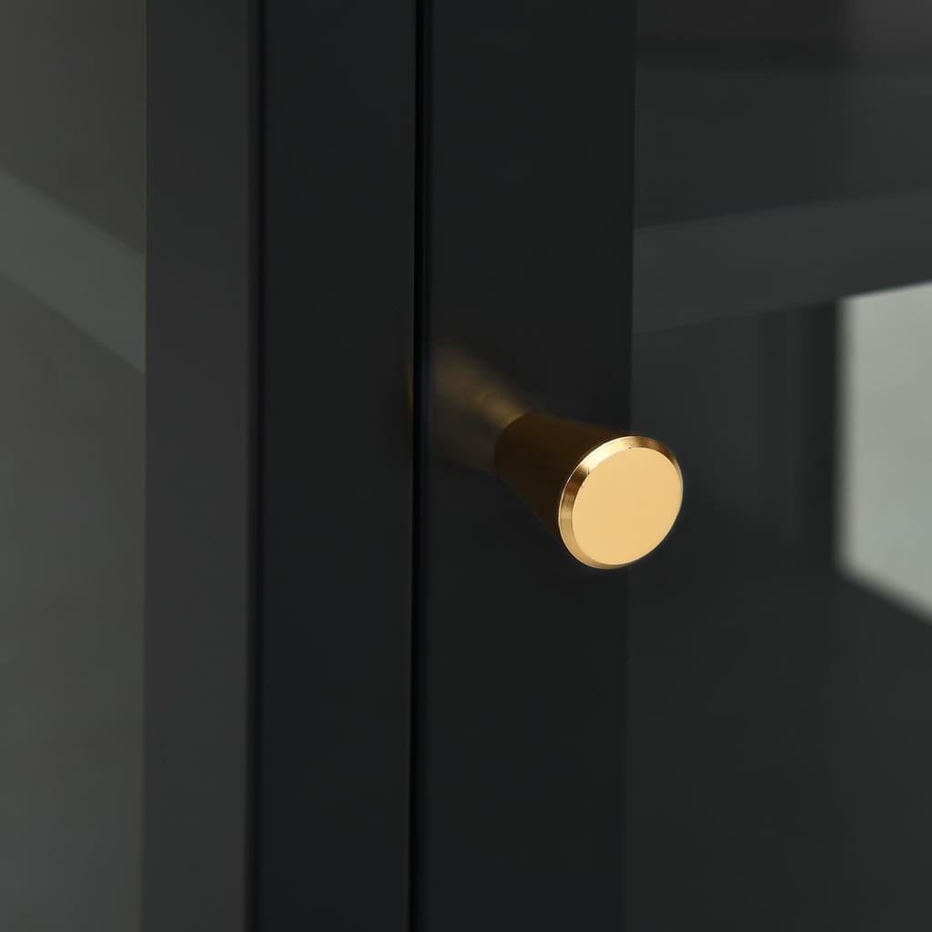 vidaXL Sideboard Schwarz 38x35x70 cm Stahl und Glas