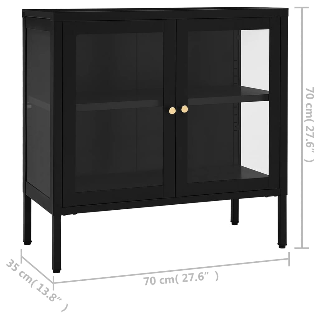 vidaXL Sideboard Schwarz 70x35x70 cm Stahl und Glas