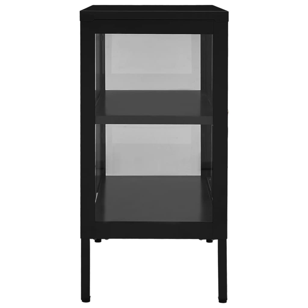 vidaXL Sideboard Schwarz 70x35x70 cm Stahl und Glas