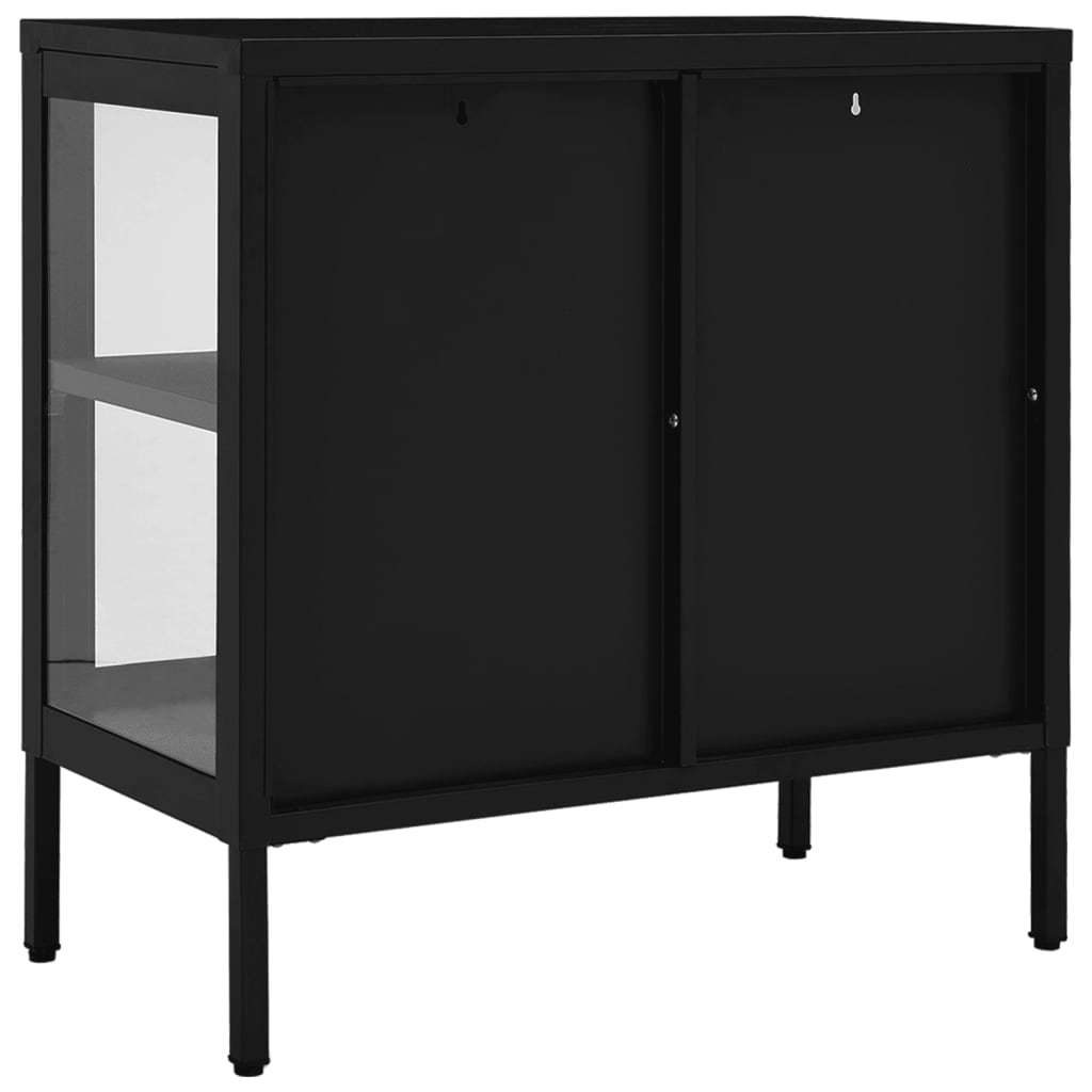 vidaXL Sideboard Schwarz 70x35x70 cm Stahl und Glas