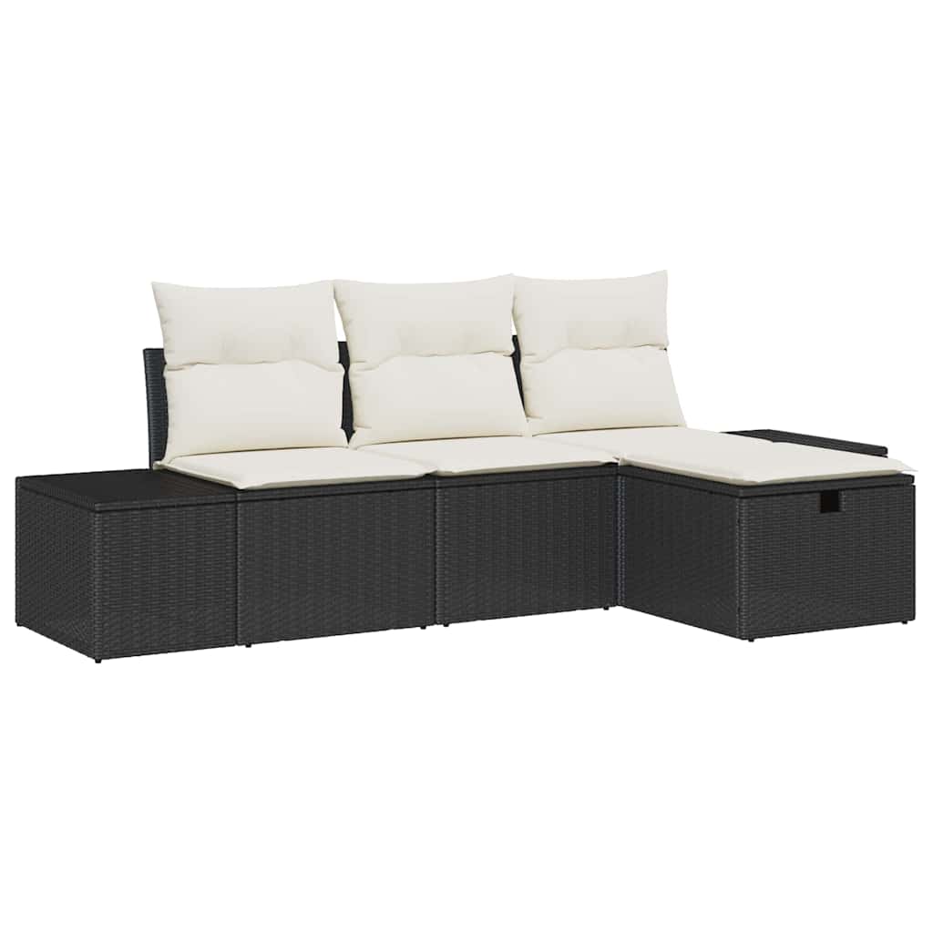 vidaXL Sofa Set mit Kissen 4 pcs Poly-Rattan