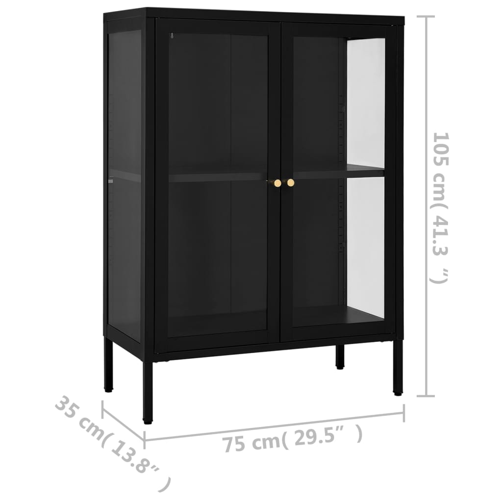 vidaXL Sideboard Schwarz 75x35x105 cm Stahl und Glas