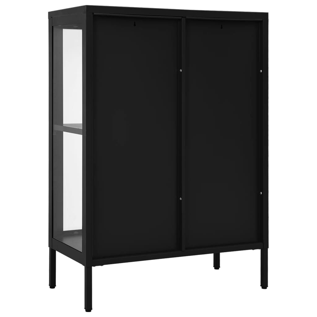 vidaXL Sideboard Schwarz 75x35x105 cm Stahl und Glas