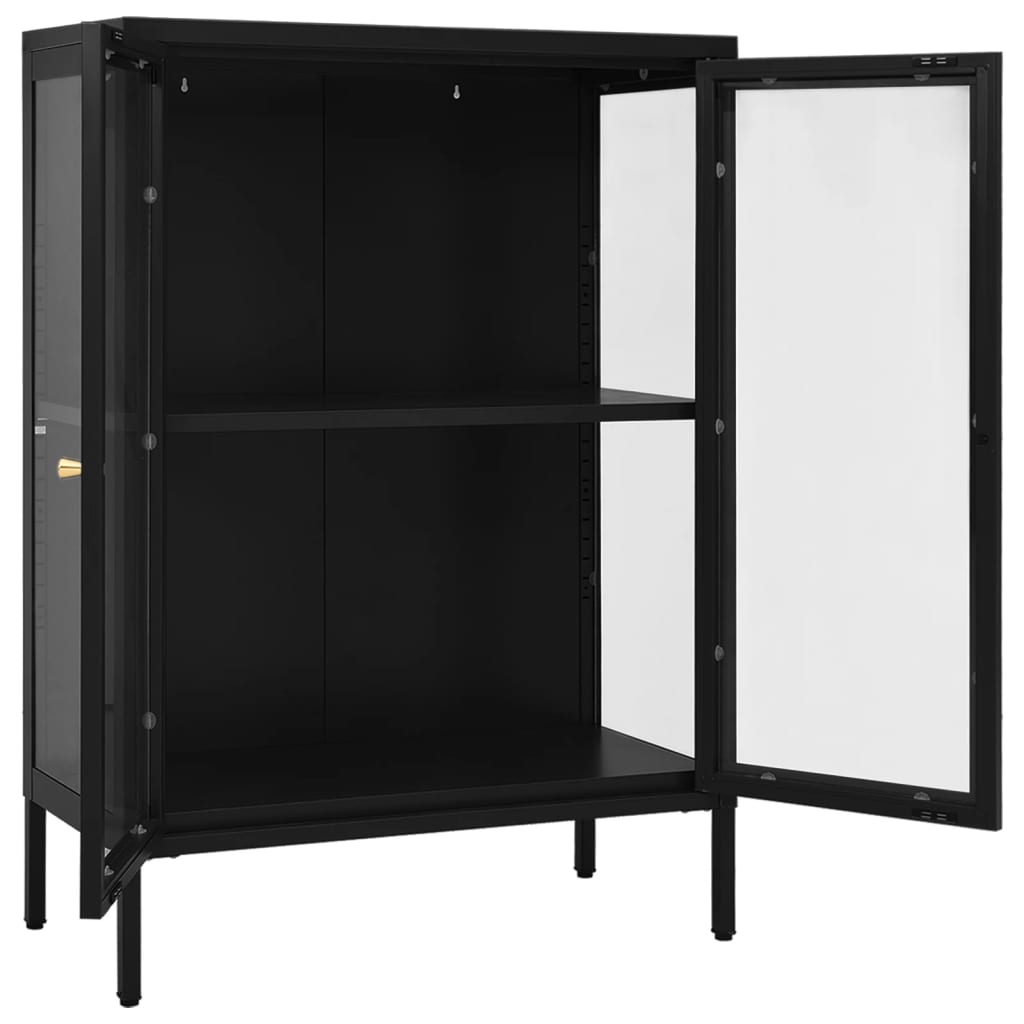 vidaXL Sideboard Schwarz 75x35x105 cm Stahl und Glas