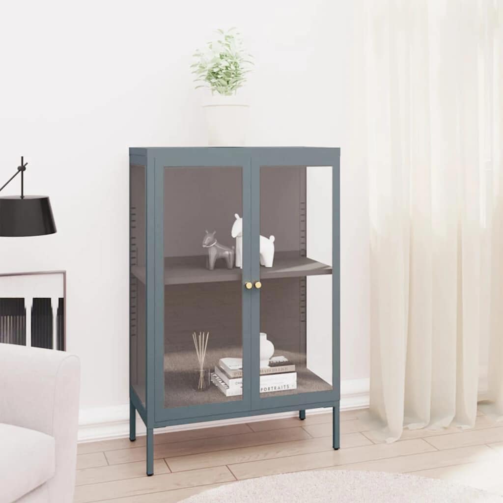 vidaXL Sideboard Schwarz 75x35x105 cm Stahl und Glas