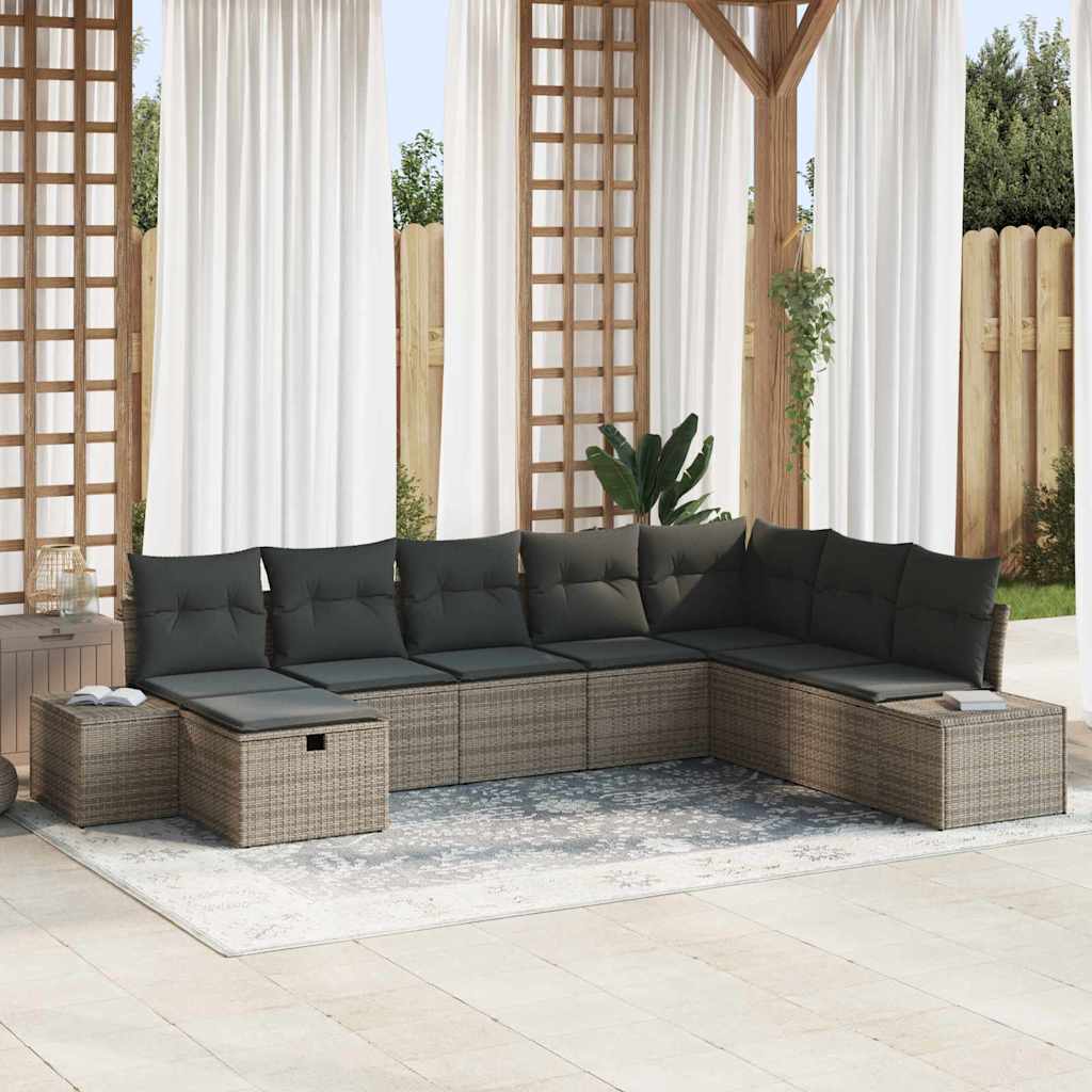 vidaXL Garten-Sofa-Set mit Kissen 8 pcs Schwarz Poly Rattan