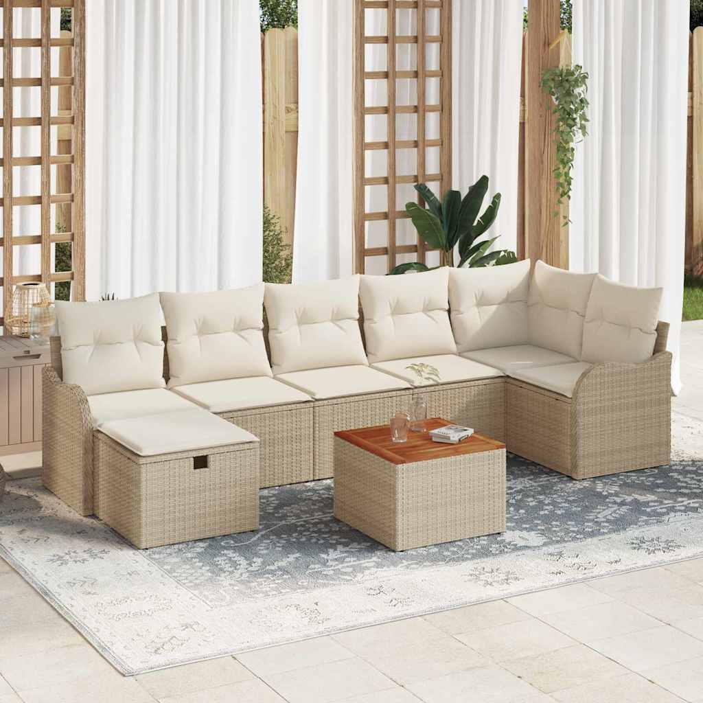 Garten-Sofa-Set mit Kissen 8 pcs Schwarz Poly Rattan