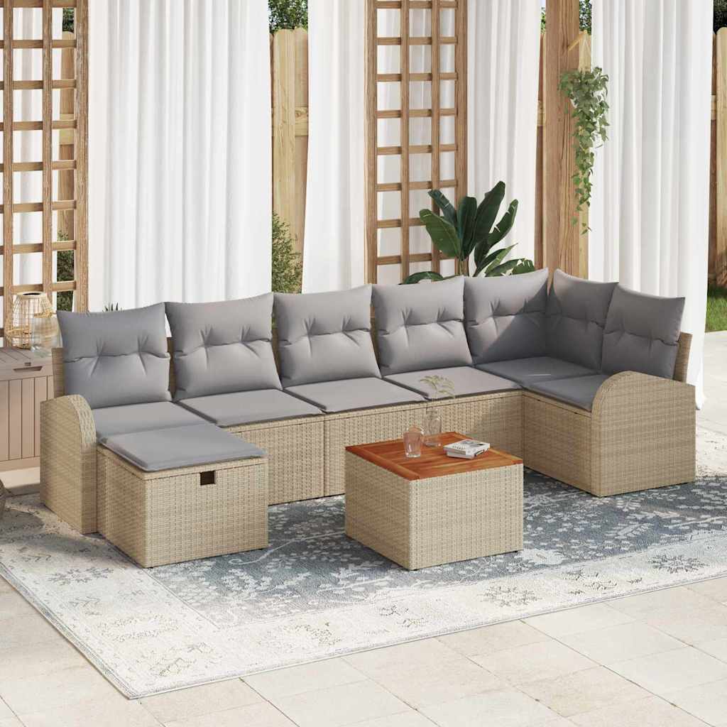 Garten-Sofa-Set mit Kissen 8 pcs Schwarz Poly Rattan