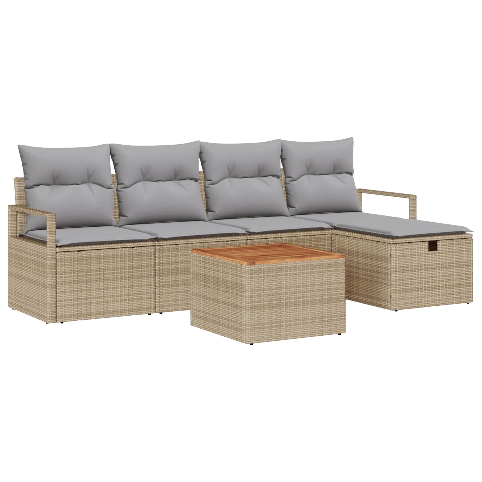 Garten-Sofa-Set mit Kissen 6 pcs Schwarz Poly Rattan