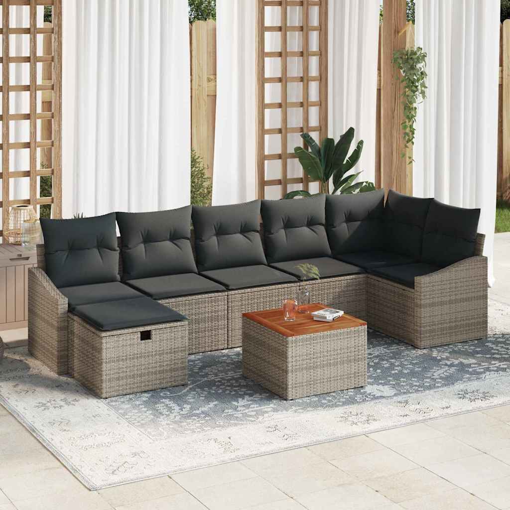 Garten-Sofa-Set mit Speicher 8 pcs Schwarz Poly Rattan