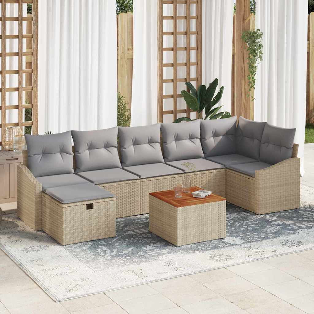 Garten-Sofa-Set mit Speicher 8 pcs Schwarz Poly Rattan