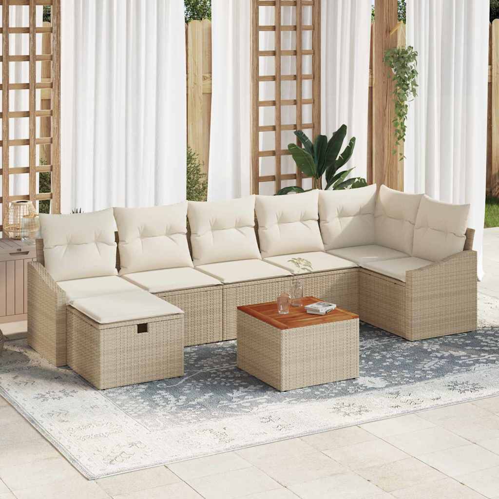 Garten-Sofa-Set mit Speicher 8 pcs Schwarz Poly Rattan