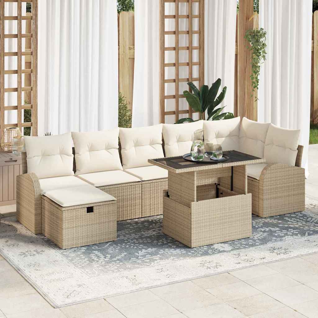 vidaXL Garten-Sofa-Set mit Kissen 8 pcs Schwarz Poly Rattan