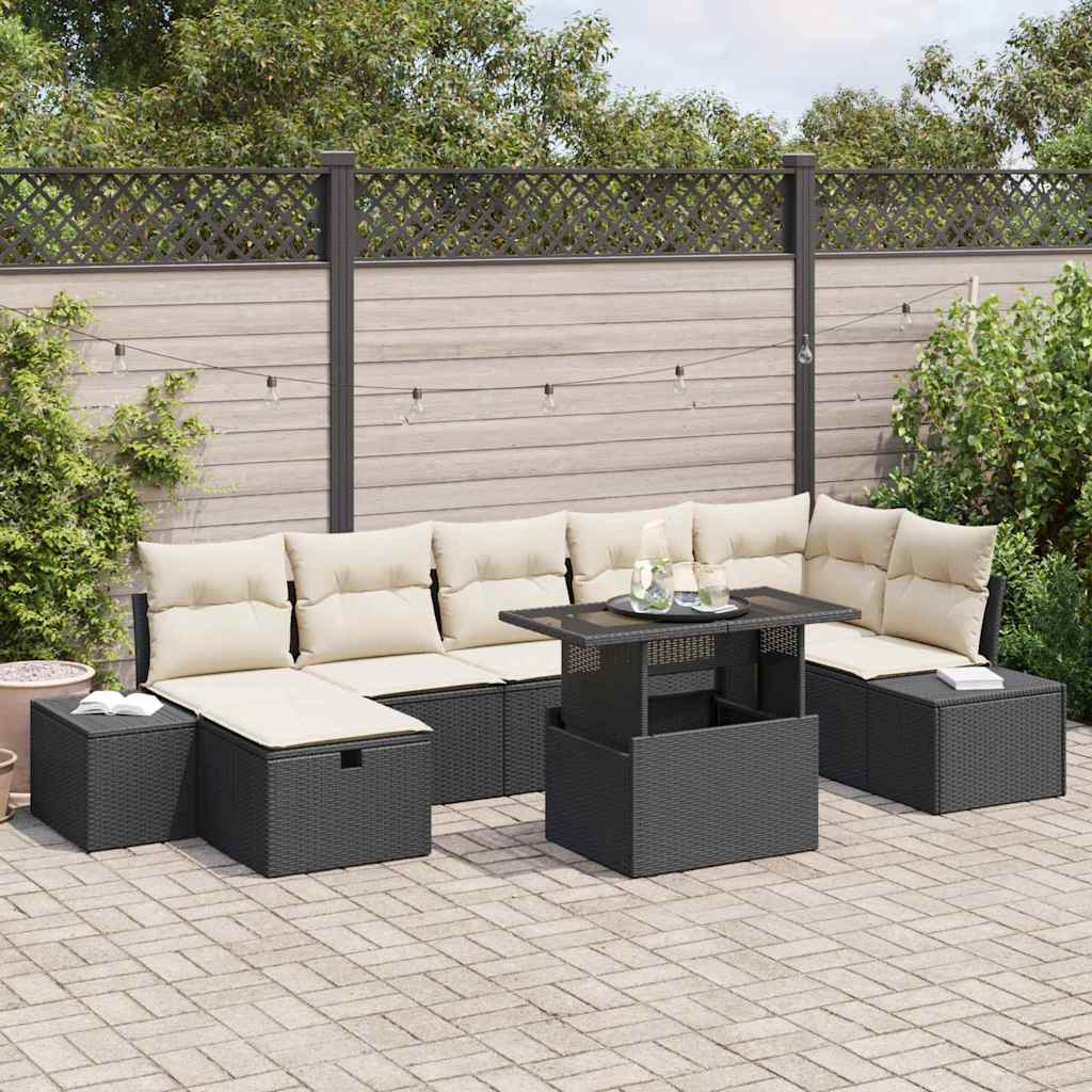 vidaXL Garten-Sofa-Set 8 pcs Schwarz Poly-Rattan