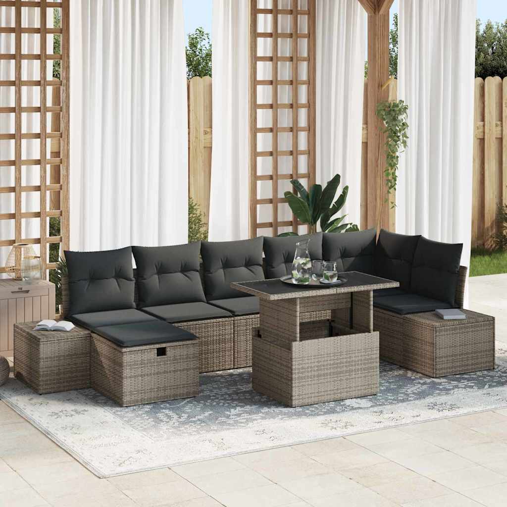 Garten-Sofa-Set 8 pcs Schwarz Poly-Rattan