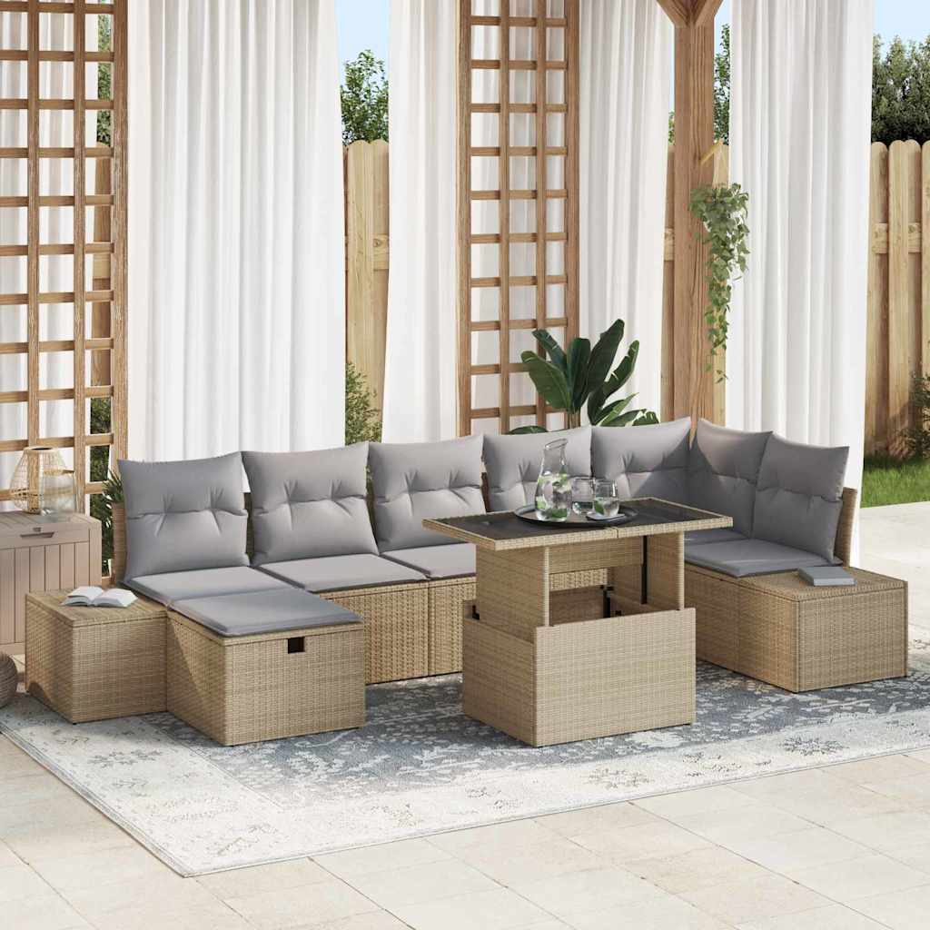 Garten-Sofa-Set 8 pcs Schwarz Poly-Rattan