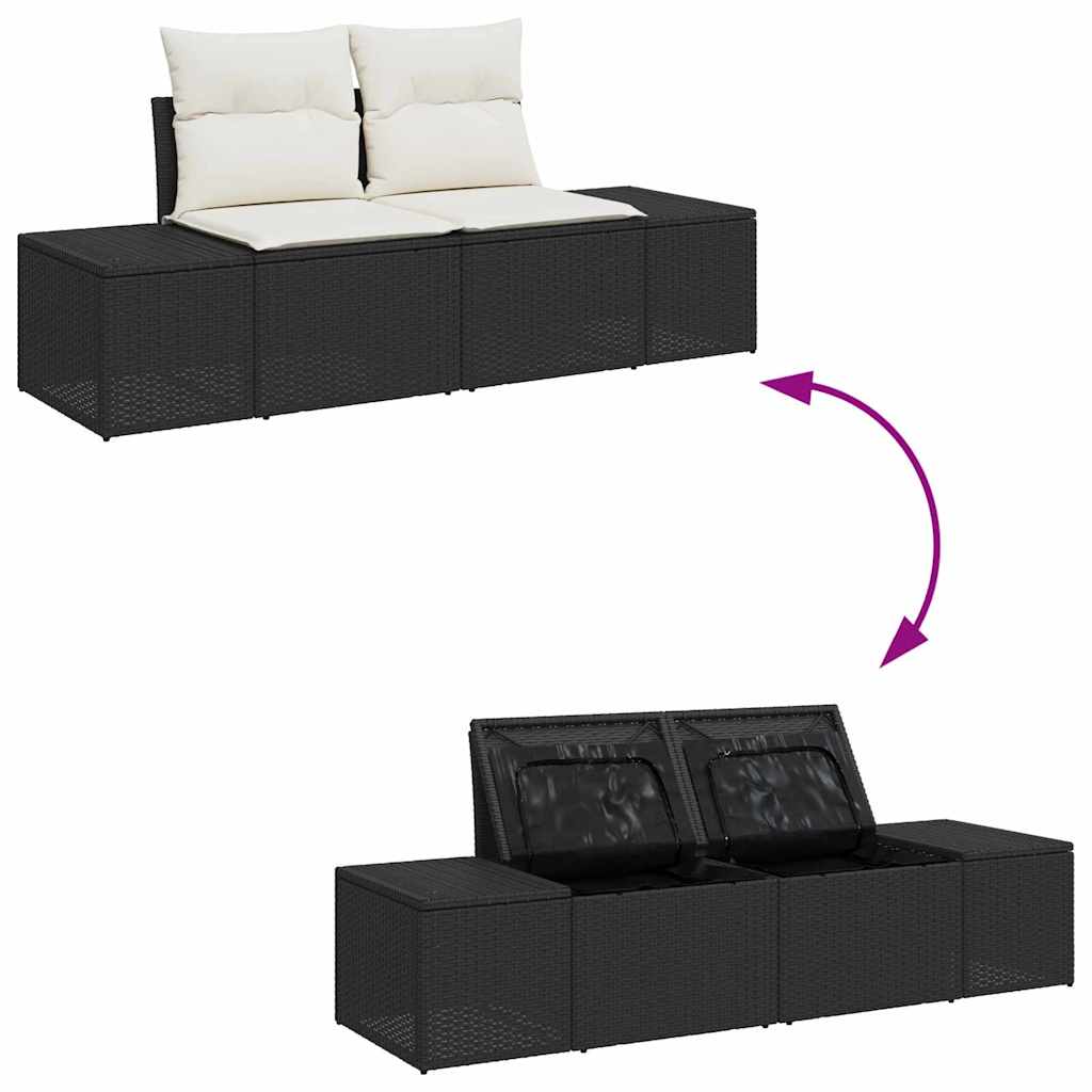 Garten-Sofa-Set 9 pcs Schwarz Poly-Rattan