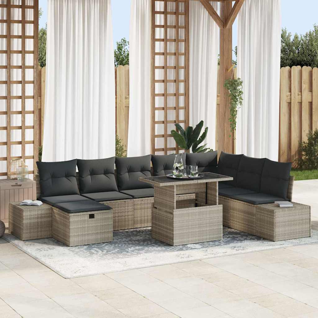 Garten-Sofa-Set 9 pcs Schwarz Poly-Rattan