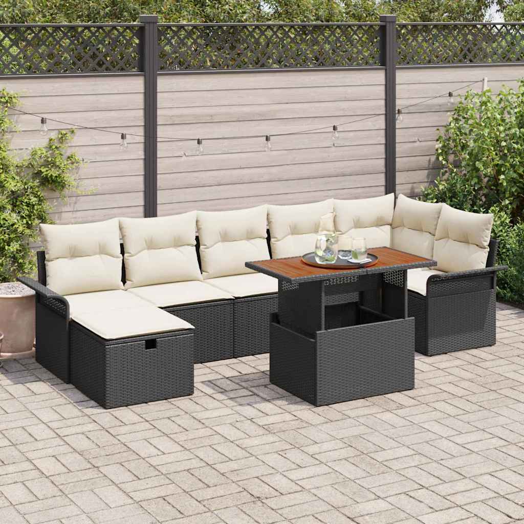 vidaXL Garten-Sofa-Set 8 pcs Schwarz Poly-Rattan