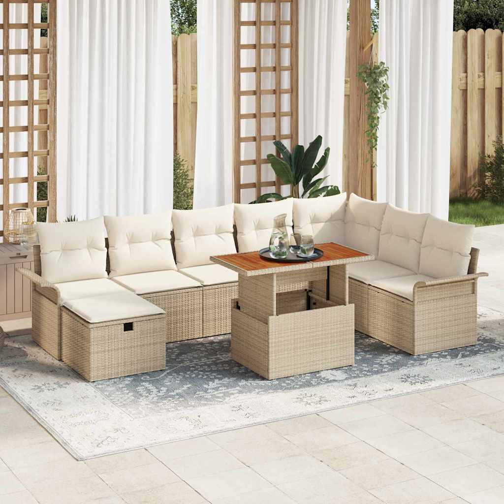 Garten-Sofa-Set 9 pcs Schwarz Poly-Rattan