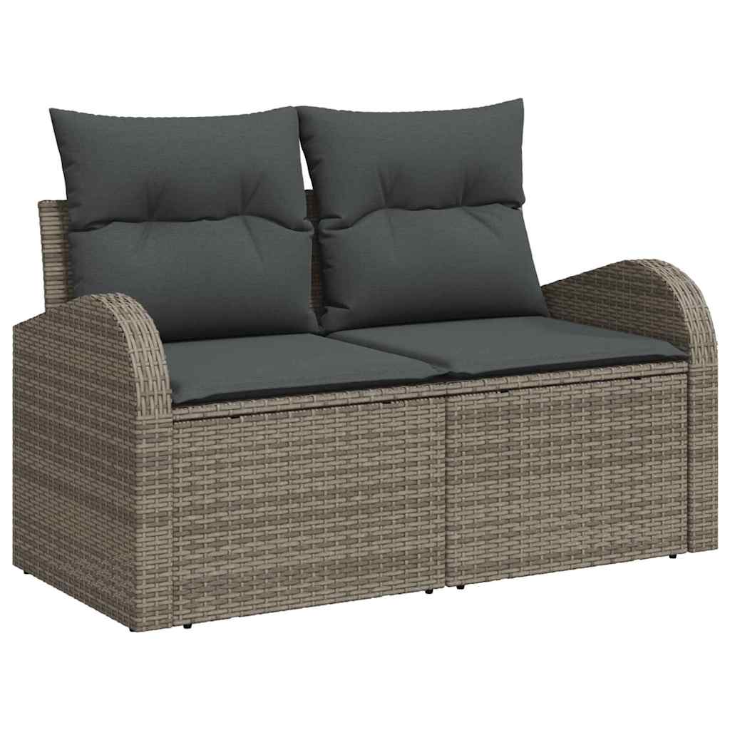 Garten-Sofa-Set 7 pcs Grau Poly-Rattan