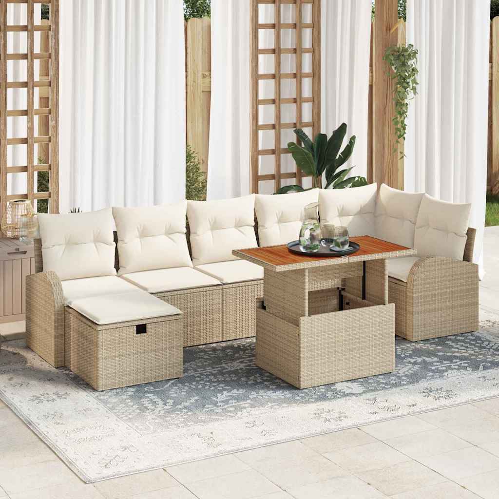 Garten-Sofa-Set 8 pcs Schwarz Poly-Rattan