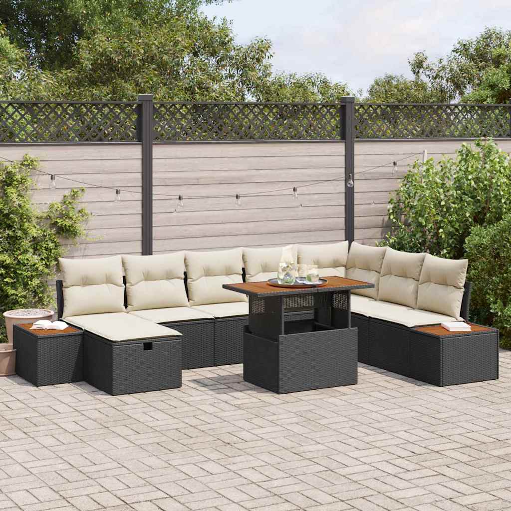 vidaXL Garten-Sofa-Set 9 pcs Schwarz Poly-Rattan