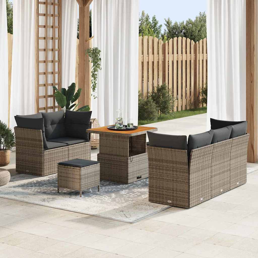 vidaXL Garten-Sofa-Set 8 pcs Schwarz Poly-Rattan