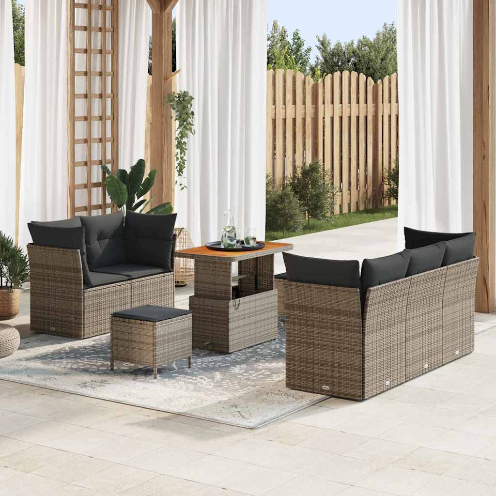 vidaXL Garten-Sofa-Set 8 pcs Schwarz Poly-Rattan