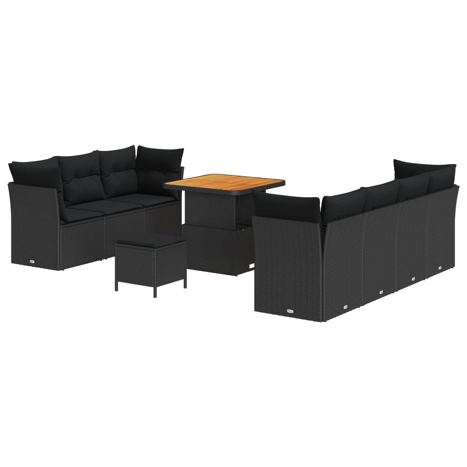 vidaXL Gartensofa-set 10 pcs Schwarz Poly-Rattan