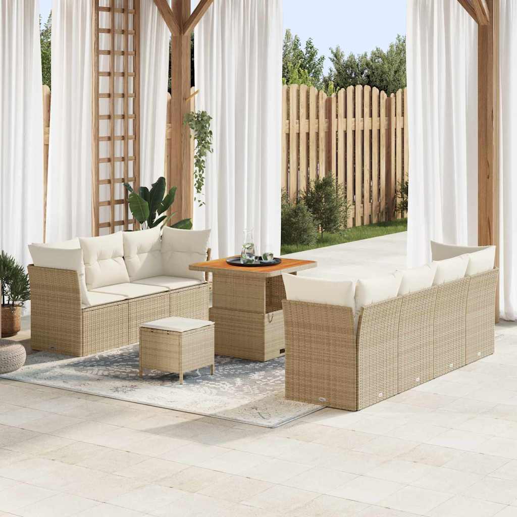 Gartensofa-set 10 pcs Schwarz Poly-Rattan