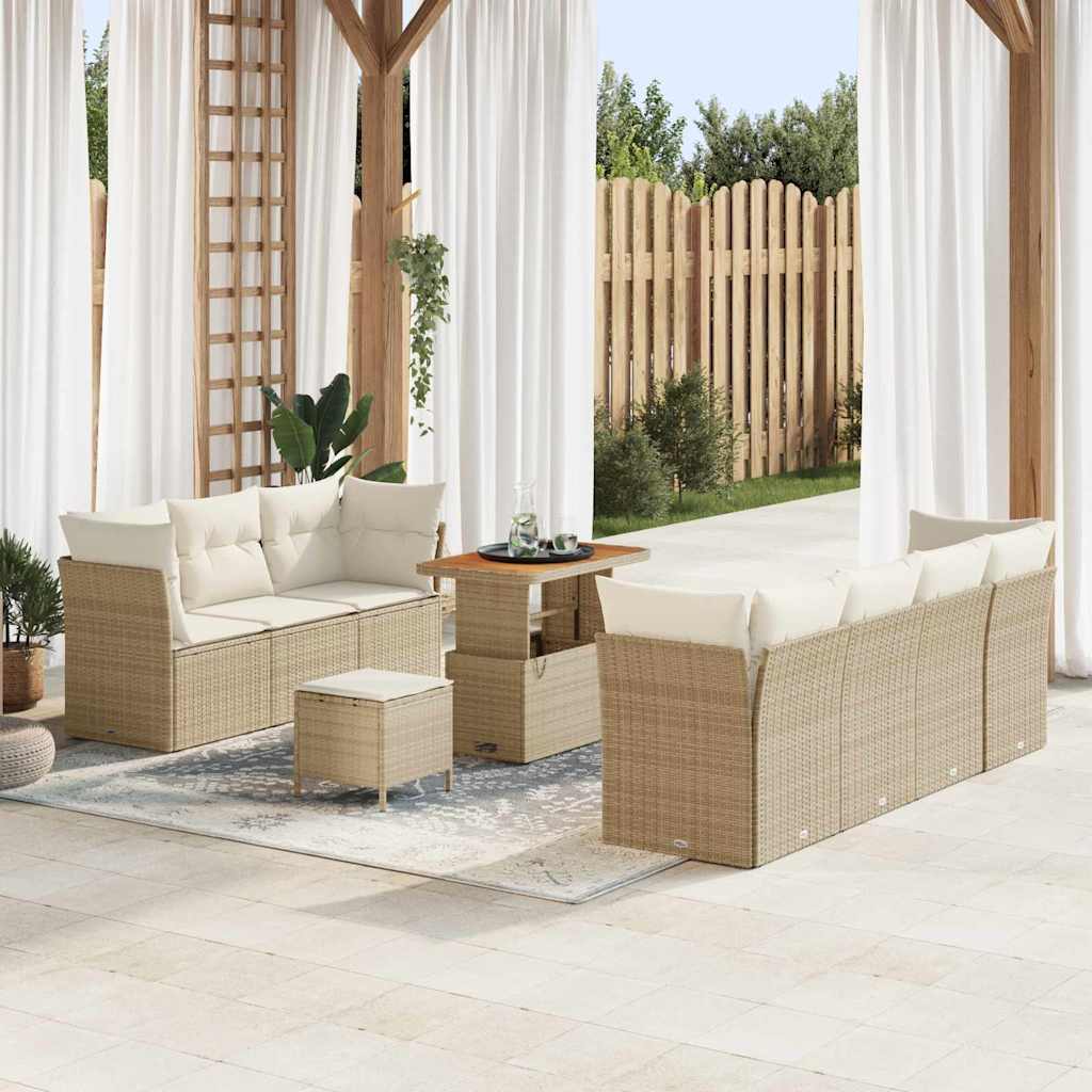 Gartensofa-set 10 pcs Schwarz Poly-Rattan