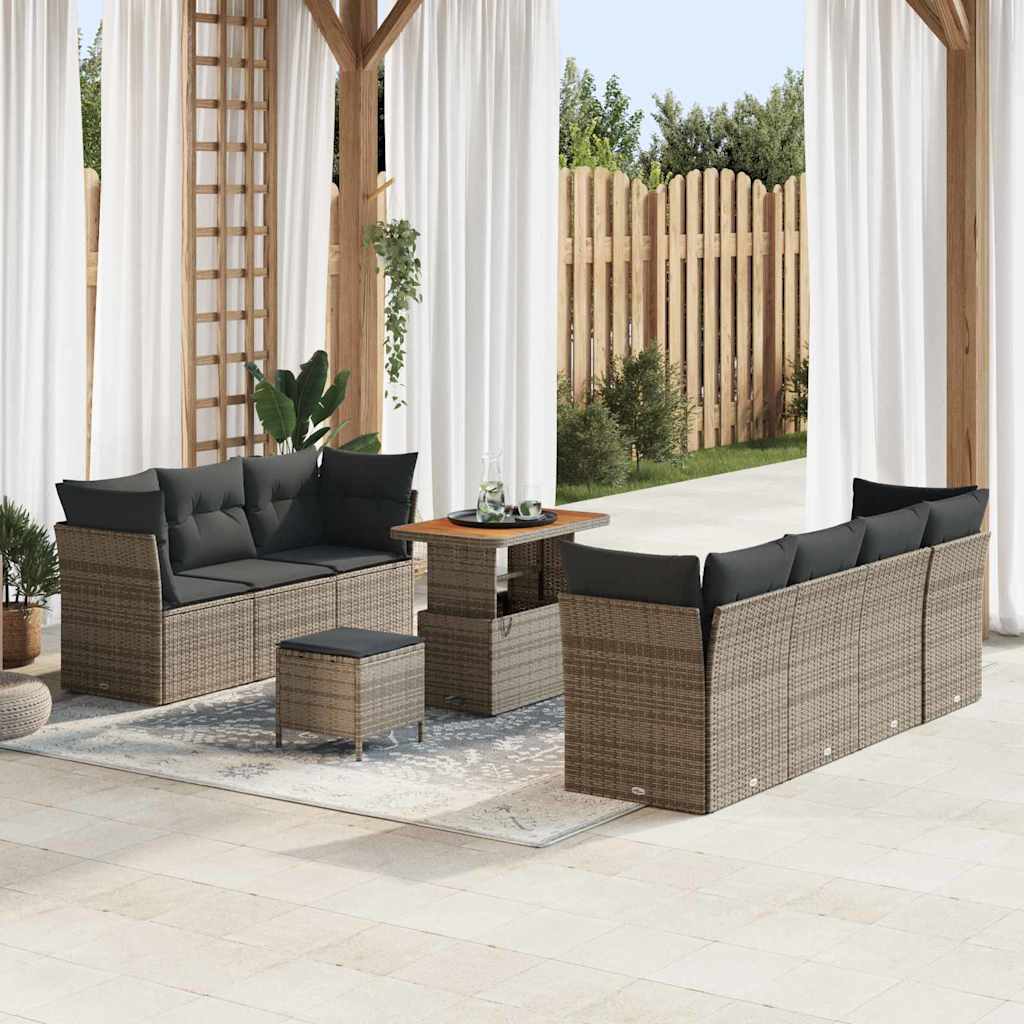 Gartensofa-set 10 pcs Schwarz Poly-Rattan