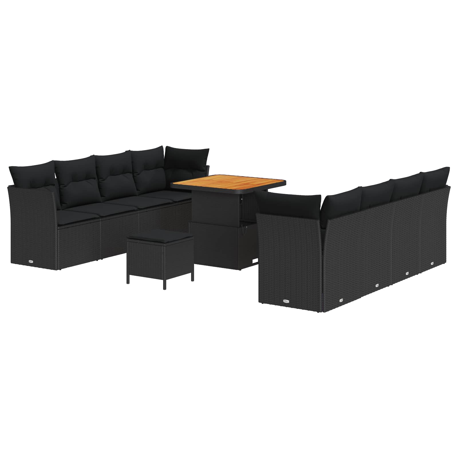vidaXL Gartensofa-set 11 pcs Schwarz Poly-Rattan