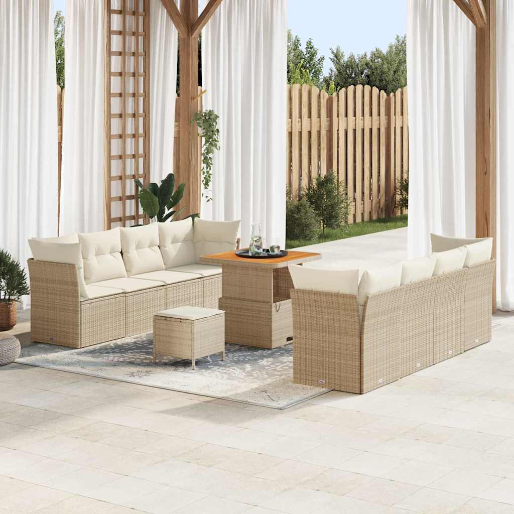 Gartensofa-set 11 pcs Schwarz Poly-Rattan