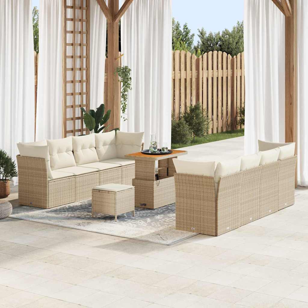 Gartensofa-set 11 pcs Schwarz Poly-Rattan