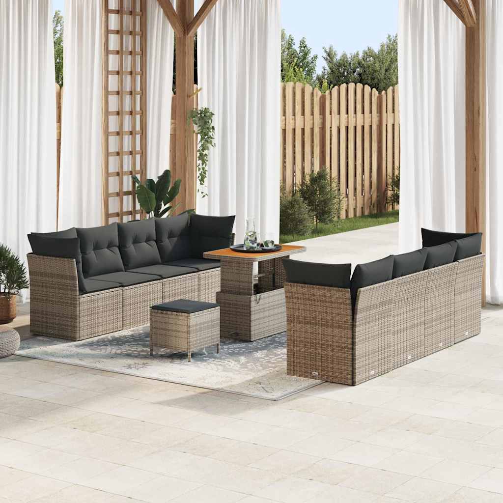 Gartensofa-set 11 pcs Schwarz Poly-Rattan
