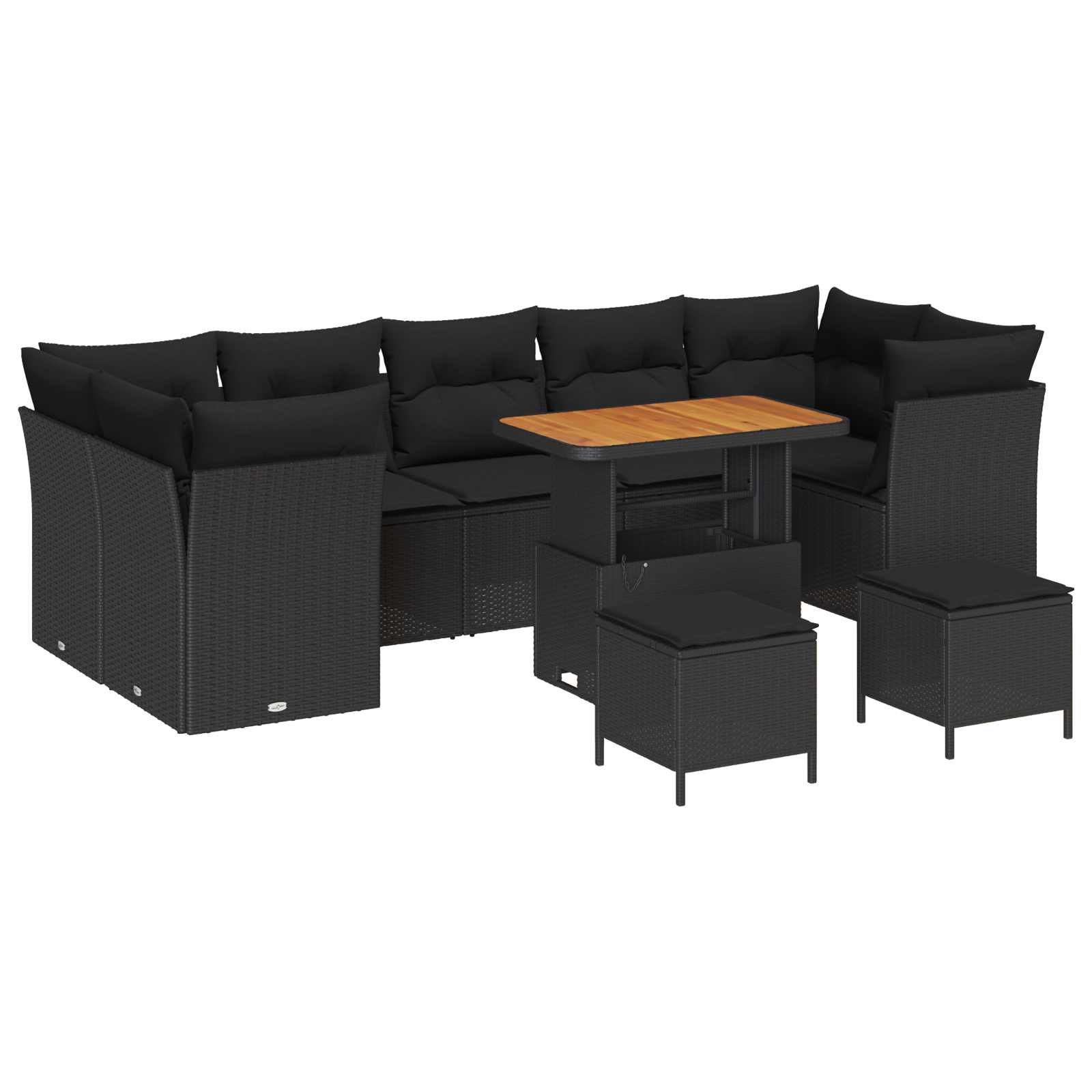 vidaXL Gartensofa-set 10 pcs Schwarz Poly-Rattan