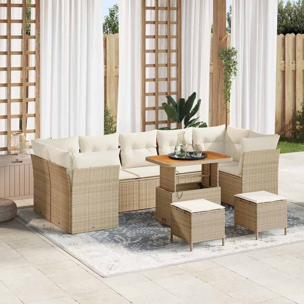Gartensofa-set 10 pcs Schwarz Poly-Rattan