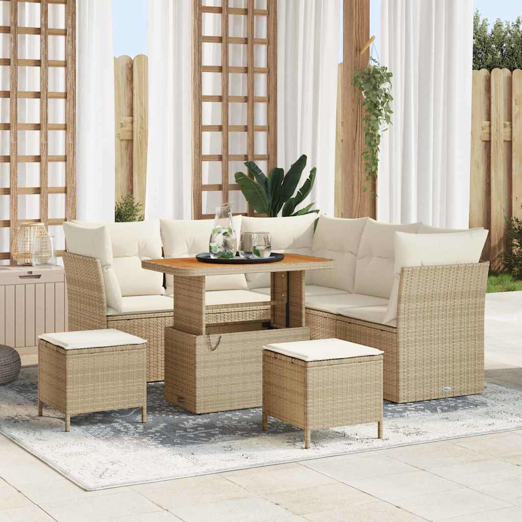 Gartensofa-set 8 pcs Schwarz Poly-Rattan