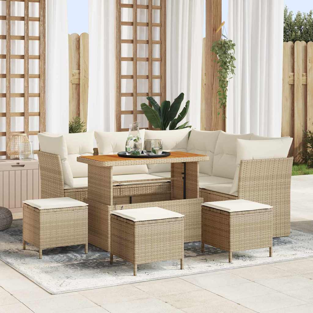 Gartensofa-set 8 pcs Schwarz Poly-Rattan