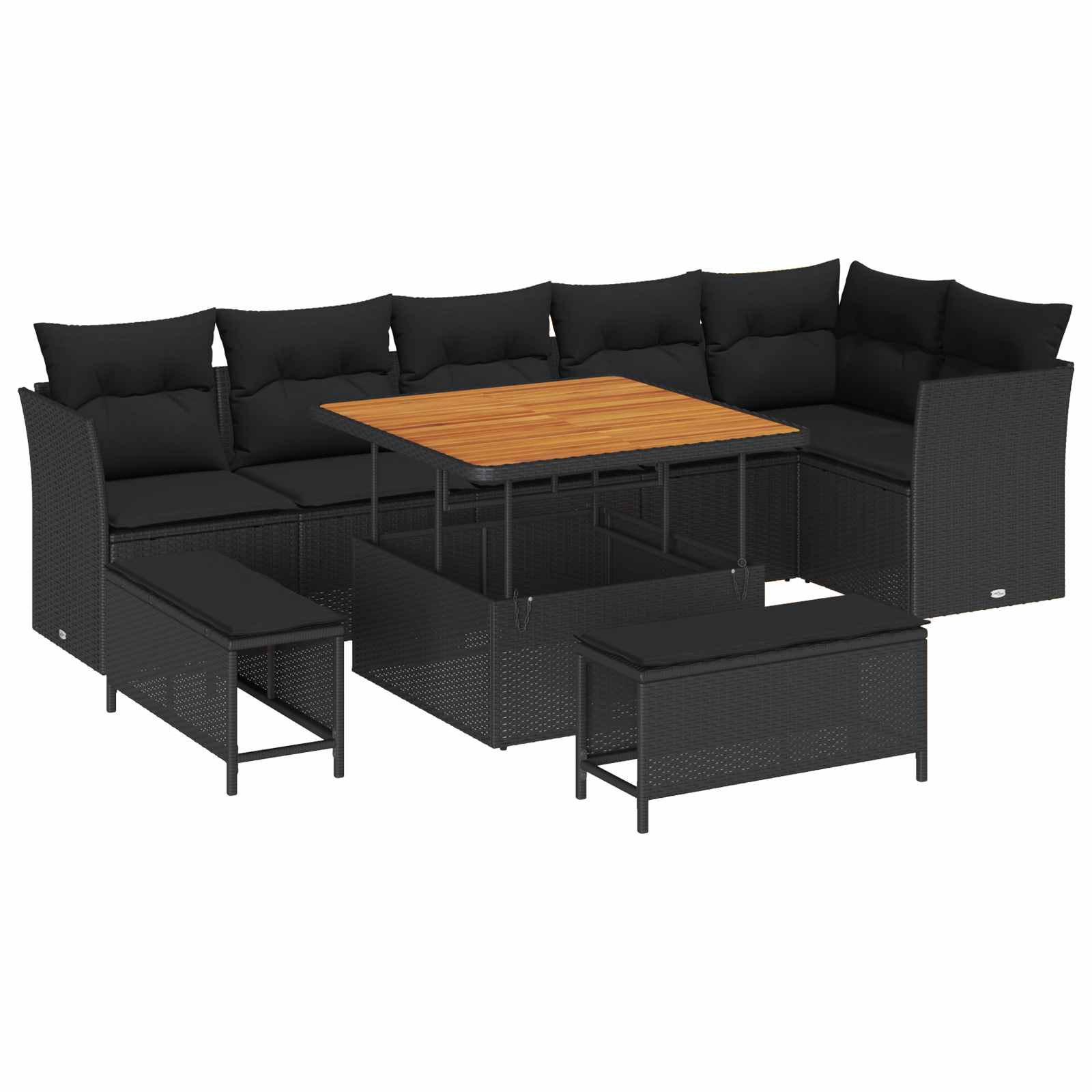 vidaXL Gartensofa-set 9 pcs Schwarz Poly-Rattan