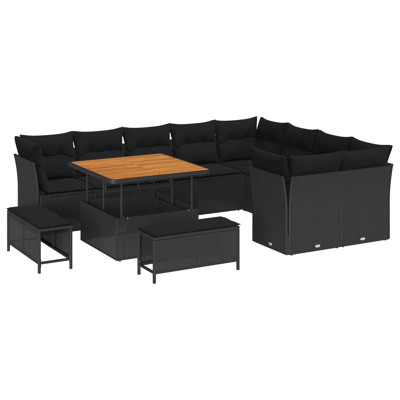Garten-Sofa-Set 12 pcs Schwarz Poly-Rattan