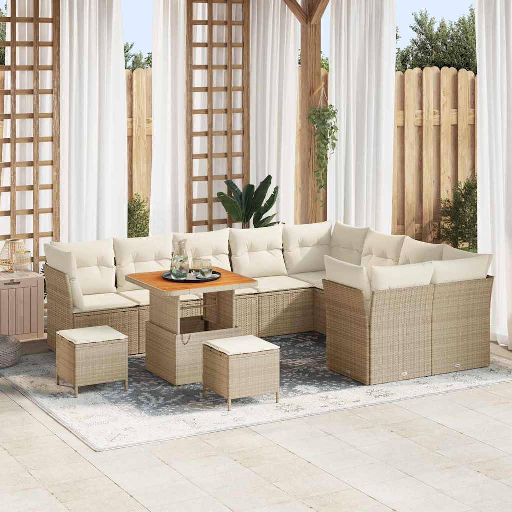 Garten-Sofa-Set 12 pcs Schwarz Poly-Rattan