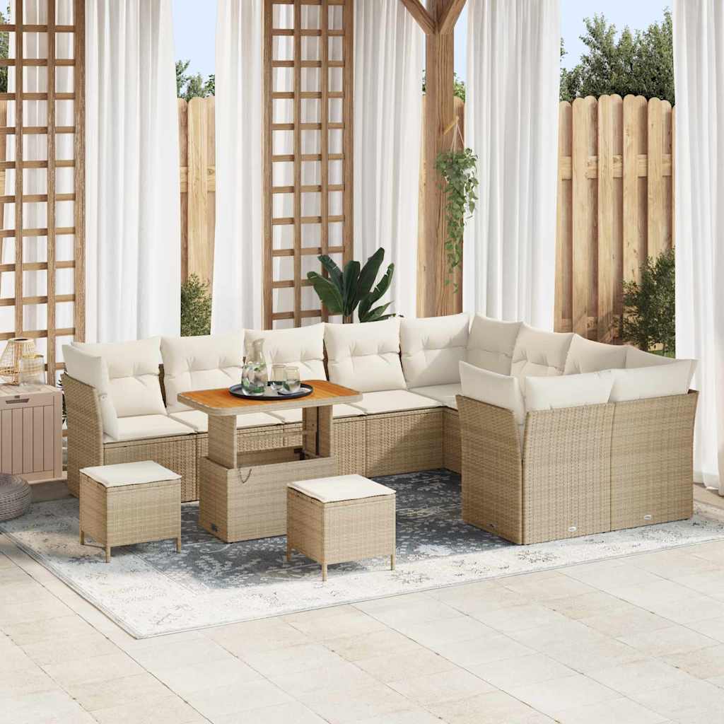 Garten-Sofa-Set 12 pcs Schwarz Poly-Rattan
