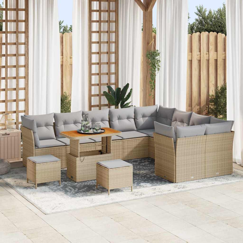 Garten-Sofa-Set 12 pcs Schwarz Poly-Rattan
